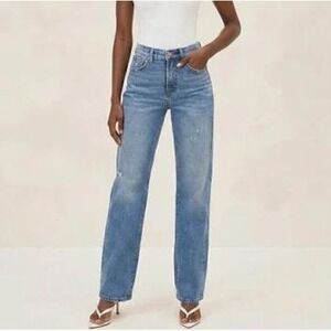 MYOURSA‎ Medium Wash Wide Leg Denim Women Jeans Size M High Waisted Relaxed Fit